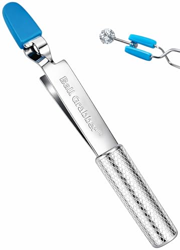 Piercing Ball Grabber Tool - Press-To-Open Piercing Grabber Tool for Gripping and Changing Jewelry Gems, Balls, Posts, Bars, Flatback Earrings - 316LVM Surgical Steel with Medical-Grade Silicone Tips