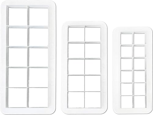 3Pcs White Square Cookie Cutter Set, 3 Size Square Biscuit Cutters Cake Decorating Use Safety Easy to Store, Geometric Multicutter Cake Fondant Cutter, Baking Tools and Accessories