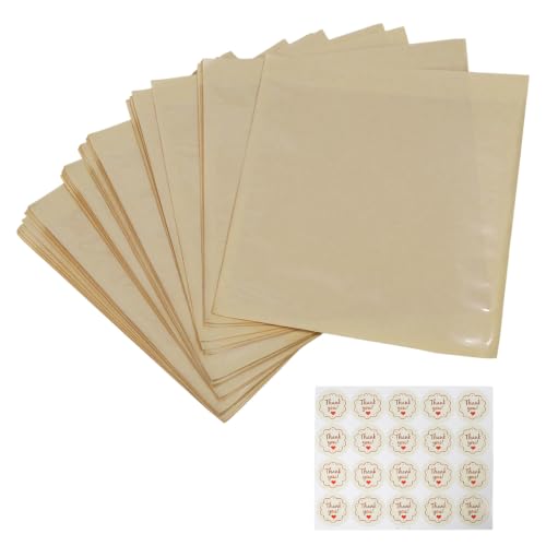 100Pcs 7.1x7.5 Inch Heat Sealable Bakery Bags (Brown) - color: Brown