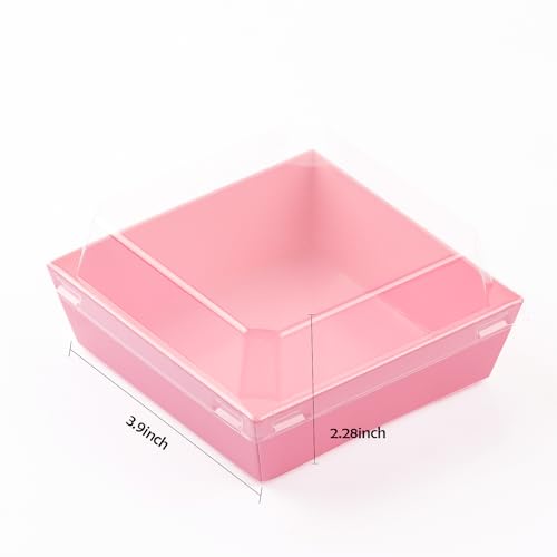BUIYLV 50 Pack Charcuterie Boxes with Clear Lids, 4 Inches Pink Dessert Boxes To Go Disposable Mini Charcuterie Boxes for Cookie, Sandwich, Strawberry, Cupcake, Macaron, Cake Slice - color: Pink