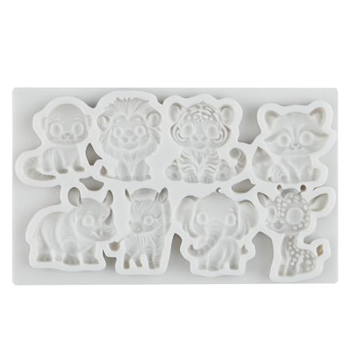 Lion Giraffe Elephant Silicone Mold Monkey Tiger Zebra Fondant Mold