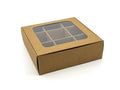 20-Ct Kraft Treat Boxes, 5x5x1.57in, Window & Dividers - color: Kraft, size: 5 x 5 x 1.57 in (9 compartments)