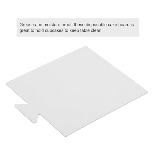 uxcell 100pcs Mini Cake Boards, Mousse Cake Cardboards Square Cake Bases Plates Cupcake Dessert Displays Base Tray for Cakes, Pastries, Dessert Base - Grease Proof (White) - color: White, size: 2.8 x 2.8 inch