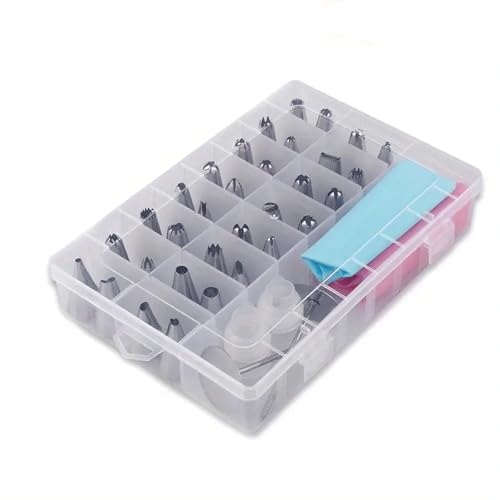 Reusable Silicone Bag Kit – 38pcs Cake Set with 32 Tips, Couplers & Nails