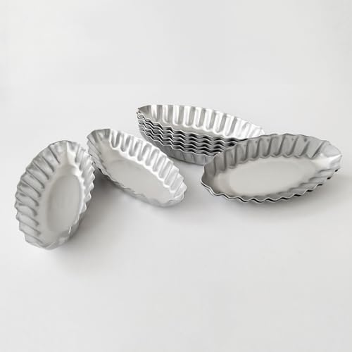 Tiny Tart Pan Boat Shape, 10PCS Fluted Edge Flower Tartlet Molds
