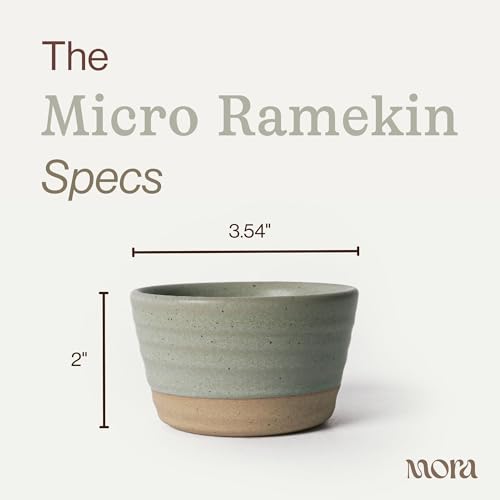 Mora Micro Ramekins Set of 4, 6oz Ceramic Pottery Baking Dishes - Microwave, Oven and Dishwasher Safe - Thyme - color: Thyme, size: Micro