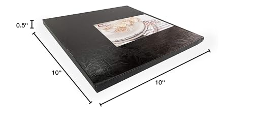 Cakebon Cake Boards 10" Black Square Cake Drums 1/2" Wrapped Edge 1Pack - color: Black, size: 10" x 10" x 0.5"