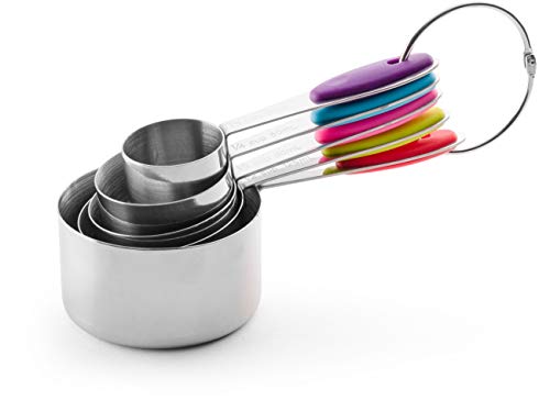 Bellemain Stainless Steel Measuring Cups Set of 6, Nesting Design - color: Stainless Steel with Colored Handles