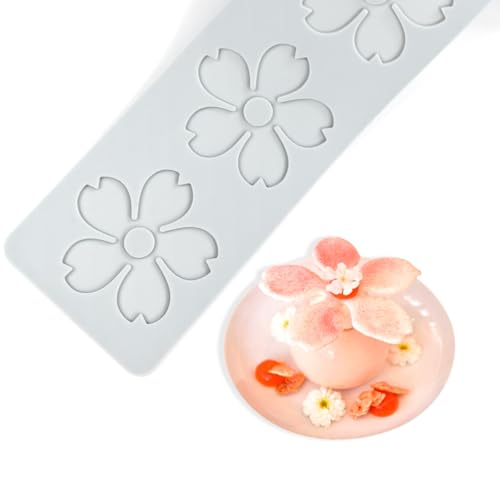 mostsom 3D Hollow Out Lace Mold 3D Cherry Blossom Cake Lace Mold Flower Silicone Mould Fondant Mold Chocolate Stencil Cake Decorating Border Bakeware (H_ Cherry Blossom) - size: H_ Cherry Blossom