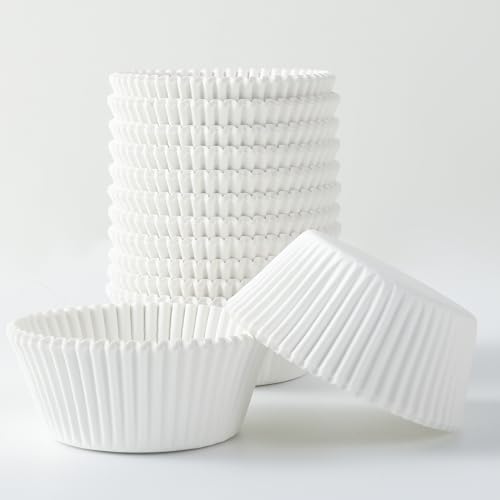 1000 Count White Paper Cupcake Liners, Mini Size 2 Inch, Unbleached Baking Cups for Muffins and Cupcakes (White, 2 Inch) - color: White, size: 2 Inch