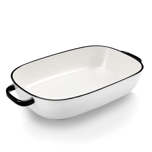4.5 Quart Ceramic Baking Dish,Serving Bakeware for Casserole,Lasagna,Gratin,Broiling,Roasting,and Baking.Large Deep 14x10x3.11 inches Pan,Safe for Oven Microwave Refrigerator Disinfection Cabinet and - color: 4.5 quart White