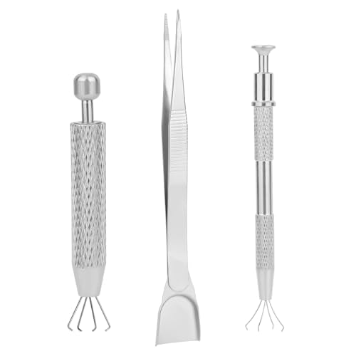 3pcs Sprinkles Tools for Cake Decorating, Stainless Steel Jewelry Earring Piercing Ball Bead Holder Claw Pearl Grabber Tool Tweezers with Shovel Head for Cake Cookie Cupcake Decoration