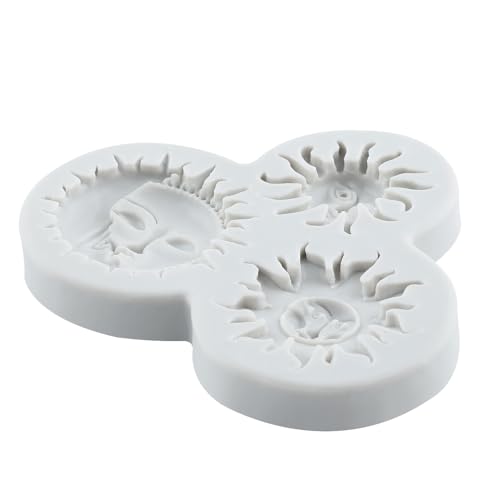 Sun Moon Face Fondant Mold Sun Face Silicone Chocolate Candy Mold - color: Style C