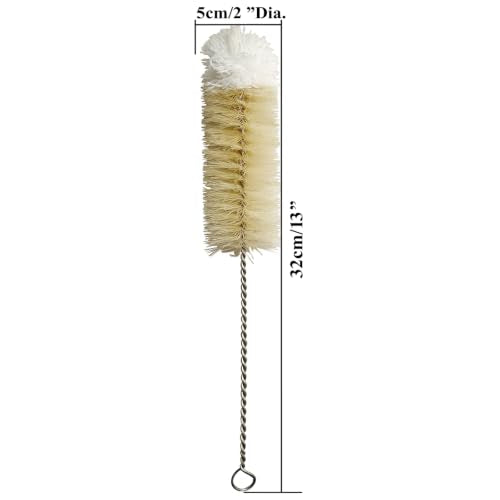 NewFerU Bottle Brush Thin Long Handle Large X 1, 2 in Natural Boar Bristle - color: Natual - Large