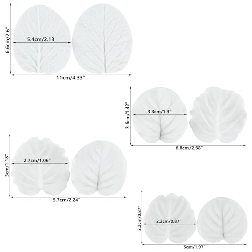 Sijiangmold Leaf Silicone Veining Mold Leaf Veined Fondant Molds Set of 4 - color: Style H