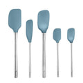 Tovolo Stainless Steel Handled Silicone Spatula Set of 5, Dishwasher Safe Kitchen Spatula Set for Cooking Baking, BPA Free Silicone Spatula set with Metal Steel Handle, Blue Slate - color: Blue Slate, style: Stainless Steel Handle