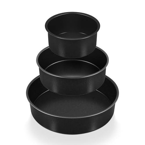 P&P CHEF 4/6 / 8 Inch Cake Pan Set of 3, Non-Stick Round Cake Pans - size: 4 + 6 + 8 Inch