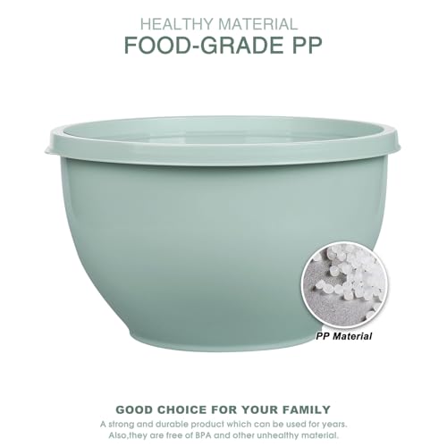 Greentainer Plastic Mixing Bowls with Lids Set for Kitchen, 5 Set Nesting Bowls for Mixing, Baking, Prepping, Cooking and Serving Food, Mixing Bowls Dishwasher, Microwave Safe - color: Pink
