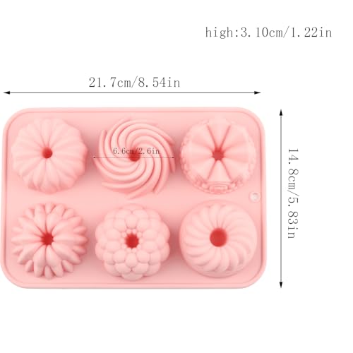 6 Cavity Multi Pattern Flower Bundt Silicone Chocolate Molds - color: Style A