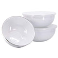 Golden Rabbit Enamelware Nested Mixing Bowls with Lids, Set of 3, Solid White Textured - color: Solid White Textured
