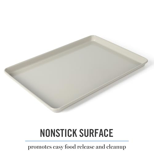 Martha Stewart Gallen 15 x 10 Inch Nonstick Carbon Steel Cookie Sheet – Cool Grey, Durable Bakeware for Even Baking and Easy Cleanup - color: Cool Gray