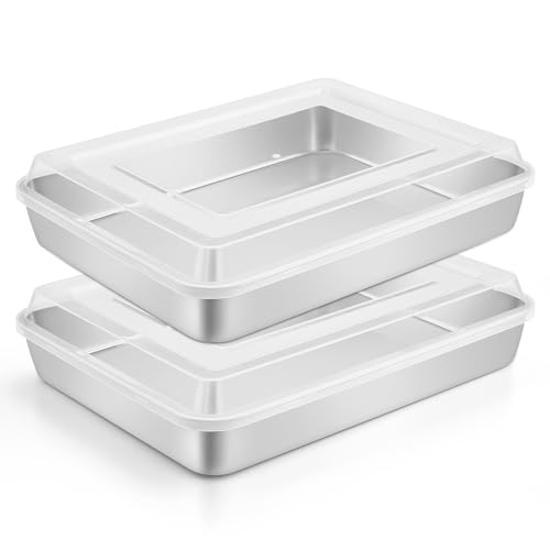 Leonyo 2 Pcs Lasagna Pan with Lid, 9.3 x 7 x 2 Inch Cake Pan Baking Sheets - size: 9.3 x7IN