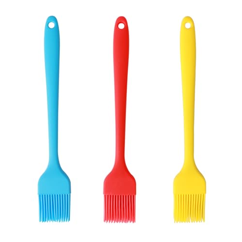 Silicone Basting Pastry Brush, Limso 3 PCS Heat Resistant Food Brush, Food Brush Suitable for BBQ Grill and Baking, Dishwasher Safe (3 Colors)