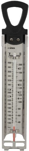 Winco 12" Clear Hanging Deep Fry/Candy Thermometer - size: 2 inch x 11-3/4 inch, style: Candy