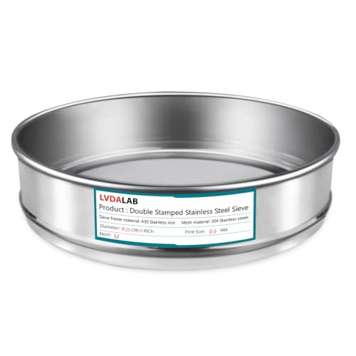7.9" (20cm) 304 Stainless Steel Lab Sieve, 30 Mesh (0.6mm) Screen Sifter - size: 30Mesh(0.6mm)/Ф7.9in