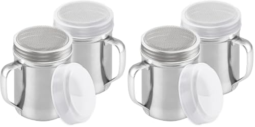 CUSINIUM Powdered Sugar Shaker Duster - With Handle - Cinnamon Shaker For Coffee Bar - Fine Mesh Dredge - 6 ounce, pack of 4 | Style: Fine - size: 6 Ounce (Pack of 2)