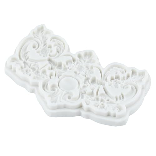 Baroque Scroll Fondant Mold Flower Relief Silicone Molds