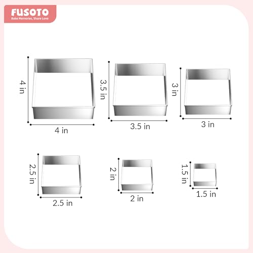 FUSOTO 6PCS Square Cookie Cutter Set, Square Shaped, 1.5-4 Inch - style: Square