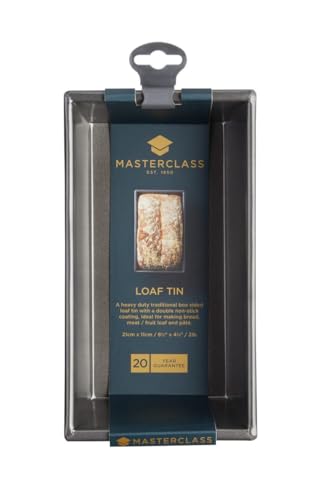MasterClass KCMCHB20 2 lb Loaf Tin with PFOA Non Stick, Robust 1 mm Carbon Steel, 21 x 11 cm Bread Pan, Grey - size: 2 lb (21 x 11 cm/8.5 x 4.5 inches)