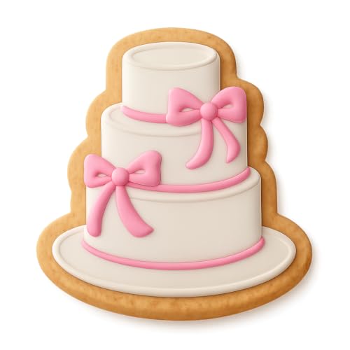 Chic Wedding Cake with Ribbons Cookie Cutter & Stamp - 4x3.2