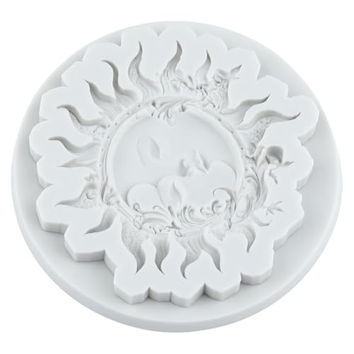 Sun Goddess Relief Silicone Mold Sun Moon Face Fondant Molds - color: Style B
