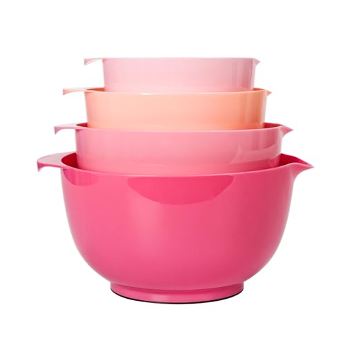 BoxedHome Mixing Bowls Set of 4, BPA Free Plastic,Microwave Safe, Rose Red - color: Pink Gradient