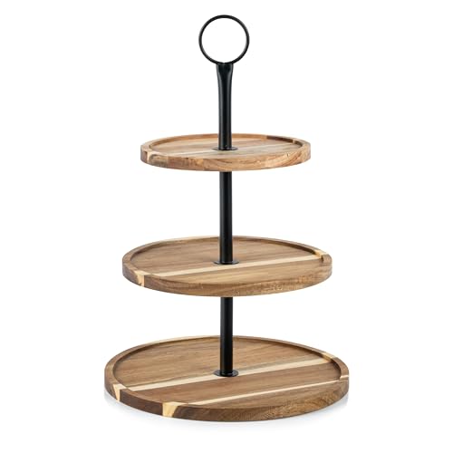 Perco Cupcake Stand, 3 Tier Wooden Tiered Display Stand for 20 Cupcakes – Wood Dessert Table Display Set, Tiered Serving Tray for Weddings, Birthdays, Baby Showers & Events - color: Acacia Wood