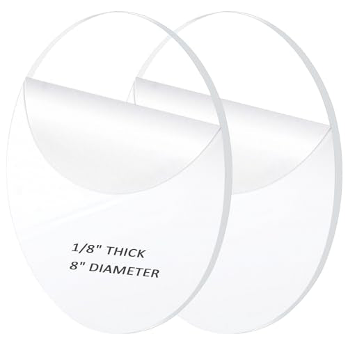 2 Pieces 1/8" Clear Circle Acrylic Sheet, 8 Inch Diameter Plexiglass Sheet, Round for Cake Discs, Plexiglass Table Top, Acrylic Backdrops and DIY Display Projects Craft - size: 8 Inch Diameter, 1/8" Thick