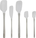 Tovolo Stainless Steel Handled Silicone Spatula Set of 5 Oyster Gray, Dishwasher Safe Kitchen Spatula Set for Cooking Baking, Non Toxic BPA Free Silicone Spatula set with Metal Steel Handle - color: Oyster Gray, style: Stainless Steel Handle