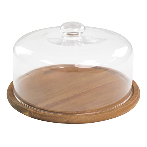 10.2''Wood Cake Stand with Glass Lid, 11.8" 2-in-1Charcuterie Board