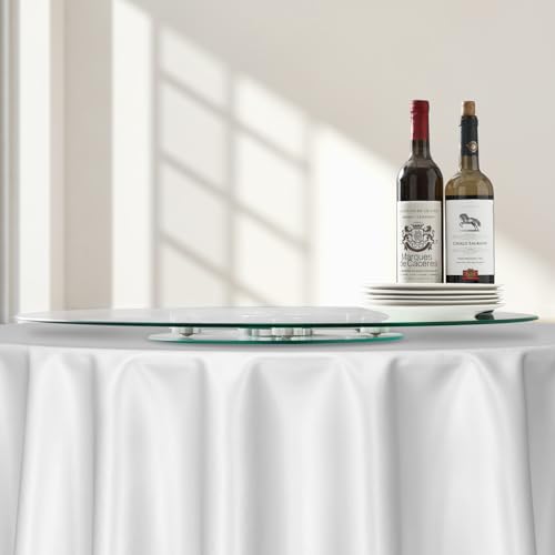 VEVOR 30 in Glass Lazy Susan Turntable, Tempered Glass Dining Table Centerpiece with 6 Rotating Wheels, 360° Smooth and Silent Spin Tabletop Rotating Tray, for Family Gatherings, Banquets & Weddings - size: 30.24 x 30.24 x 1.50 in