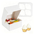 Jotique 4 count White Cupcake Boxes with Window, 6 Sets 6x6x3 Inch - color: white