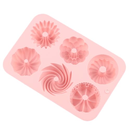 6 Cavity Multi Pattern Flower Bundt Silicone Chocolate Molds - color: Style A