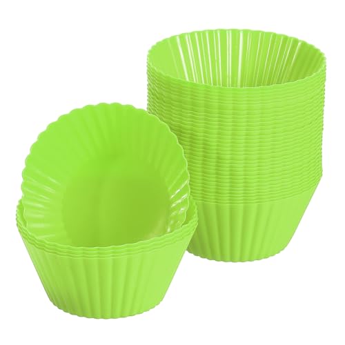 uxcell 36Pcs Silicone Cupcake Liners 2.0" Non-Stick Baking Cup Green - color: Green, size: 2"