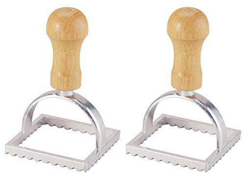 Fante’s Ravioli Maker Stamps With Wooden Handles, Fluted Square Shape, For Homemade Pasta, Cookies, Everyday Meals, And Holidays, Set Of 2, 2-Inch - size: Set of 2, 2-Inch Square