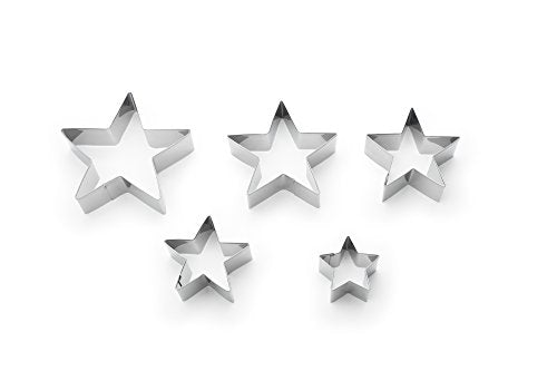 Fox Run Stainless Steel Star Cookie Cutters, Set of 5 Star Shaped Cutters - size: Set of 5