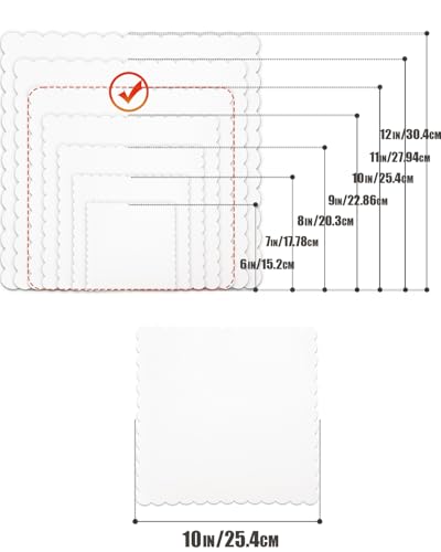 qiqee White 10 Inch Wave Cake Boards 160-Packs Squares Base Food-Grade Cardboard Wave Cake Plate（Thinner But Stronger） - size: 10 inch/ 160 Pcs/ White