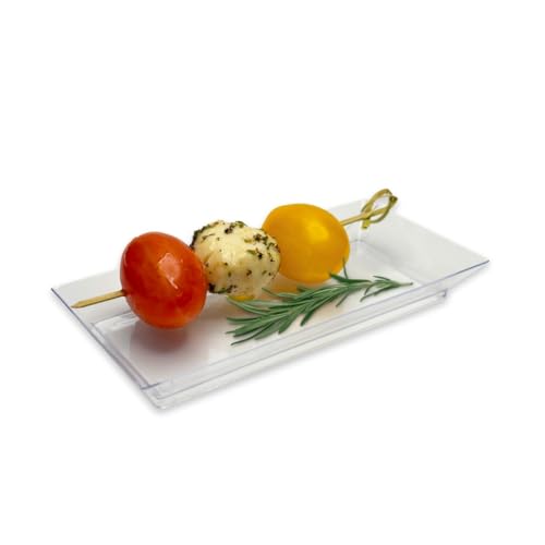 50ct Small 5" Clear Rectangle Plastic Dessert Plates | CMJJ - color: Clear