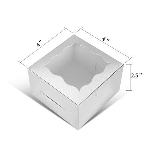 KPOSIYA 10pcs Small Cookie Boxes with Window, 4x4x2.5 Silver Bakery Box - color: Silver, size: 10