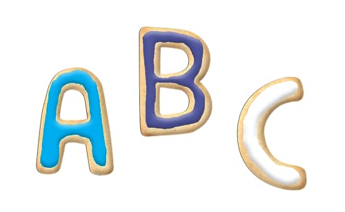 R&M Mini Alphabet 26-Piece Cookie Cutter Set – 1" A-Z Steel Letter Cutters in Storage Tin for Cookies, Crafts, & Fondant - size: 1" Size, style: Alphabet